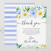 Waterverf Daisies en Blue Flowers Bruiloft Bedankkaart (Voorkant / Achterkant)