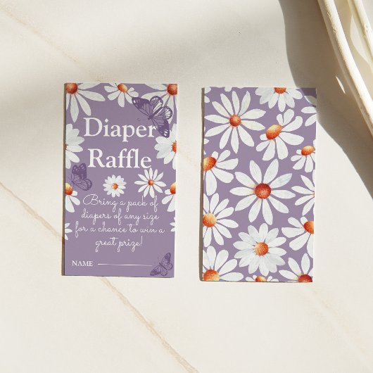 Waterverf Daisies en Butterfly Diaper Raffle Informatiekaartje