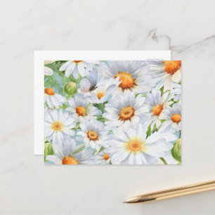  Waterverf Daisies en Vlinderpatroon Briefkaart