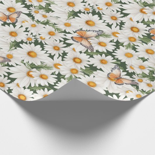 Waterverf Daisies en Vlinders Cadeaupapier (Hoek)