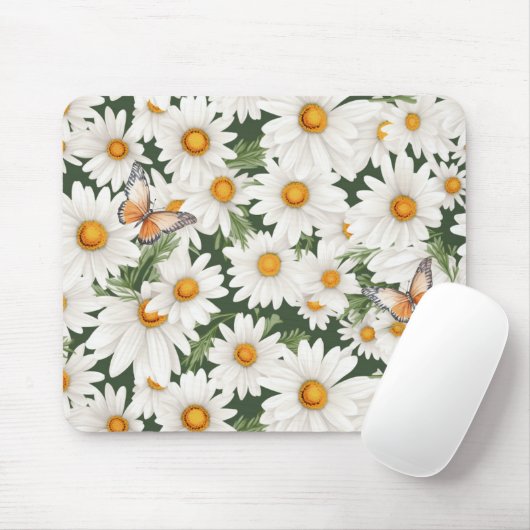 Waterverf Daisies en Vlinders Muismat (Met muis)