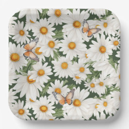 Waterverf Daisies en Vlinders Papieren Bordje