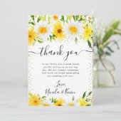 Waterverf Daisies en Yellow Flowers Bruiloft Bedankkaart (Staand voorkant)