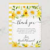 Waterverf Daisies en Yellow Flowers Verjaardag Bedankkaart (Voorkant / Achterkant)