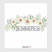 Waterverf Daisies Floral Monogram Naam Sticker (Vel)