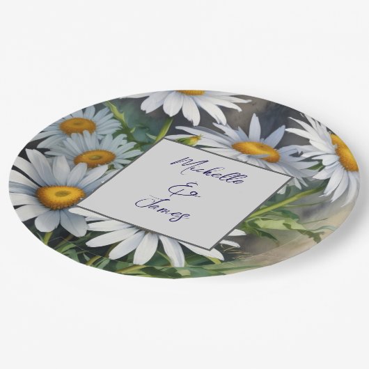 Waterverf Daisies Flowers Professional Trendy Papieren Bordje (Gekanteld)