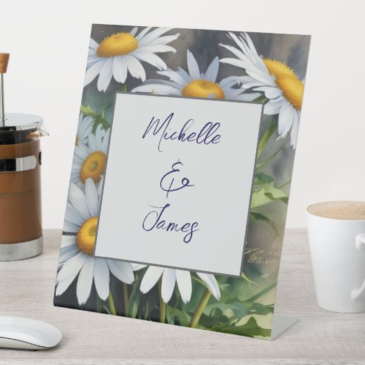 Waterverf Daisies Flowers Professional Trendy Reclamebord Met Voetstuk (Insitu)