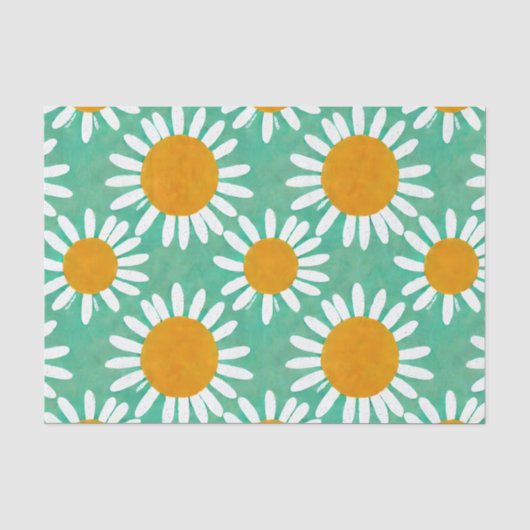 Waterverf Daisies Folk-kunst geïnspireerd Tissuepapier (Voorkant)
