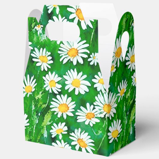 Waterverf Daisies in een Groen Veld Bedankdoosjes (Open)