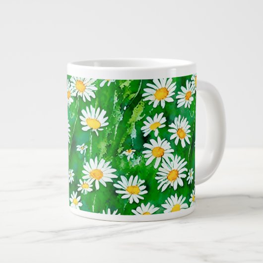 Waterverf Daisies in een Groen Veld Grote Koffiekop (Voorkant rechts)