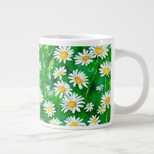 Waterverf Daisies in een Groen Veld Grote Koffiekop