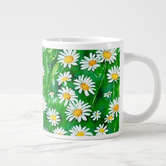 Waterverf Daisies in een Groen Veld Grote Koffiekop (Rechts)