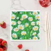 Waterverf Daisies in een Groen Veld Servet (Insitu)