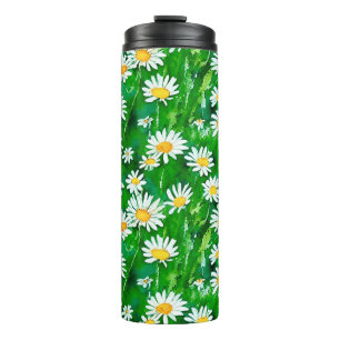 Waterverf Daisies in een Groen Veld Thermosbeker