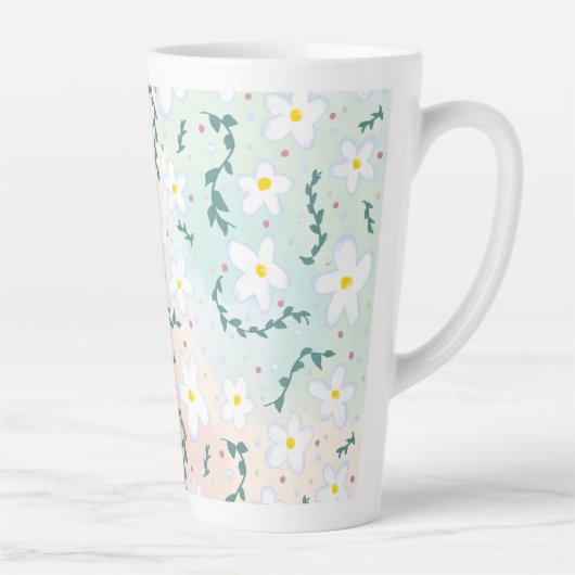 Waterverf Daisies Latte Mok (Rechts)