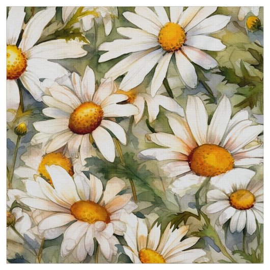 Waterverf Daisies (licht) Stof (Swatch)