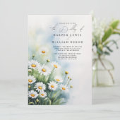 waterverf Daisies Meadow QR code bruiloft Kaart (Staand voorkant)