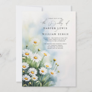 waterverf Daisies Meadow QR code bruiloft Kaart