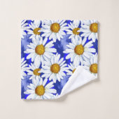 Waterverf Daisies op Denim Blue Bad Handdoek (Wasdoekje)