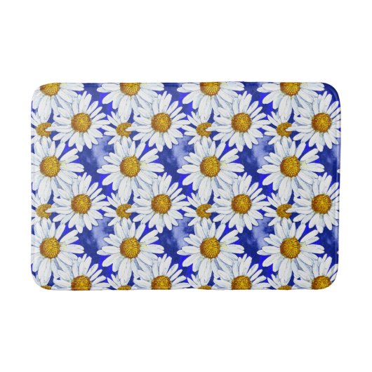 Waterverf Daisies op Denim Blue Badmat (Voorkant)
