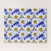Waterverf Daisies op Denim Blue Legpuzzel (Horizontaal)