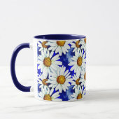 Waterverf Daisies op Denim Blue Mok (Links)