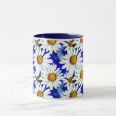 Waterverf Daisies op Denim Blue Mok (Midden)