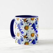 Waterverf Daisies op Denim Blue Mok (Voorkant links)