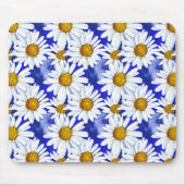 Waterverf Daisies op Denim Blue Muismat (Voorkant)