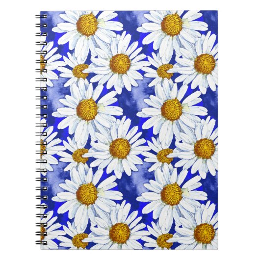 Waterverf Daisies op Denim Blue Notitieboek (Voorkant)