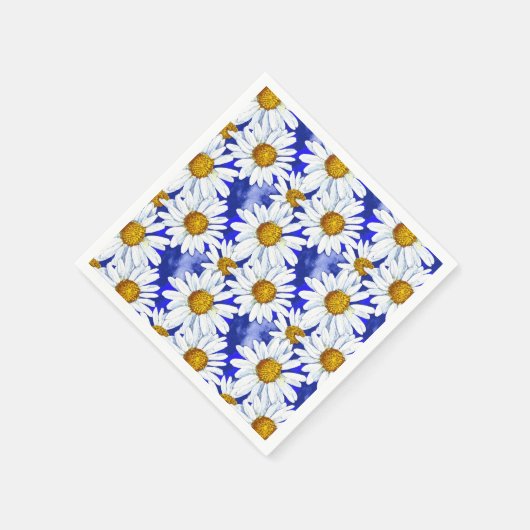 Waterverf Daisies op Denim Blue Servet (Hoek)