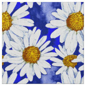 Waterverf Daisies op Denim Blue Stof (Close Up)