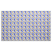 Waterverf Daisies op Denim Blue Stof (Yard (91,4 cm))