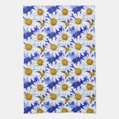 Waterverf Daisies op Denim Blue Theedoek (Verticaal)