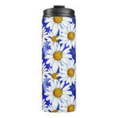 Waterverf Daisies op Denim Blue Thermosbeker (Voorkant)
