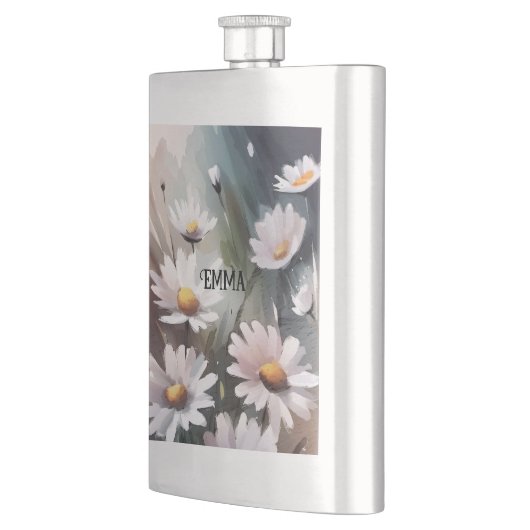 Waterverf Daisies Patroon Aangepaste naam Flacon (Links)