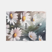 Waterverf Daisies Patroon Aangepaste naam Fleece Deken (Voorkant (Horizontaal))