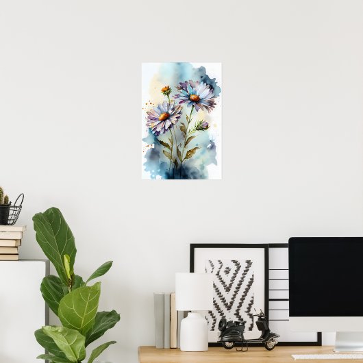 Waterverf Daisies Poster (Thuiskantoor)