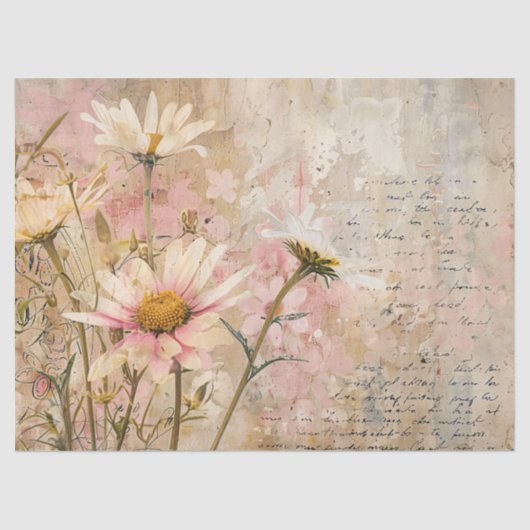 Waterverf Daisies Shabby Perkament Decoupage Tissuepapier (Voorkant)