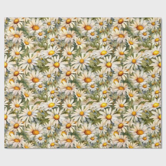 Waterverf Daisies wrapping Paper Roll Cadeaupapier (Vlak)