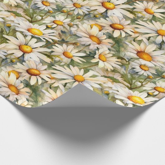 Waterverf Daisies wrapping Paper Roll Cadeaupapier (Hoek)