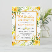 Waterverf Daisies & Yellow Flowers 50ste verjaarda Kaart (Staand voorkant)