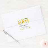 Waterverf Daisies & Yellow Flowers Baby shower Vierkante Sticker (Envelop)