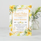 Waterverf Daisies & Yellow Flowers Sweet 16 Kaart (Staand voorkant)