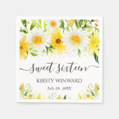 Waterverf Daisies & Yellow Flowers Sweet Sixteen Servet (Voorkant)