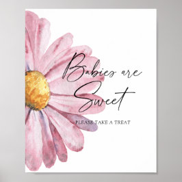 Waterverf Daisy - baby's zijn zoet poster