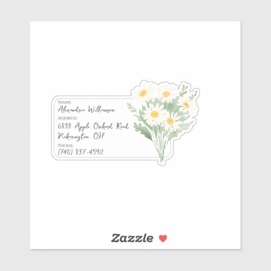 Waterverf Daisy Bagage ID Sticker (Vel)