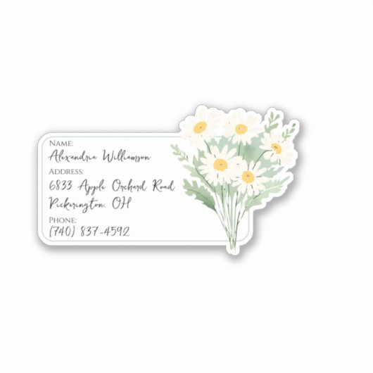 Waterverf Daisy Bagage ID Sticker (Voorkant)