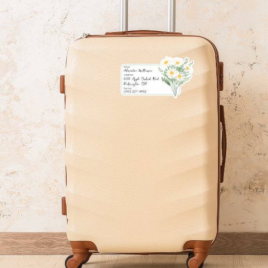 Waterverf Daisy Bagage ID Sticker