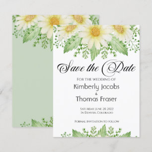 Waterverf Daisy bloemen sparen de datum Save The Date